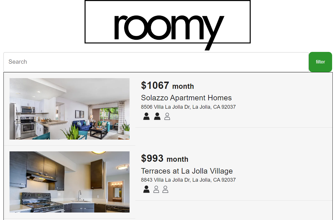 Image of roomy, an affordable housing app